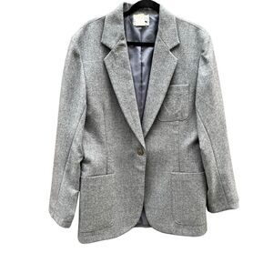 Vintage David N. Gray‎ 100% Wool Structured Career Gold Button Blazer, Size 12